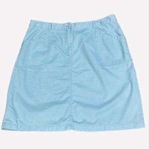 J. Jill  Skirt Light Blue Preppy SZ 12 100% Cotton Lightweight Pockets Slit Back